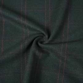 秋冬厚款绿色格子羊毛毛呢布料西装套装风衣外套服装设计师面料A