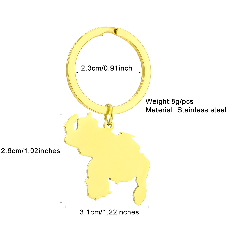 13g Weight Keychain Classification 201 Stainless Steel Material Map Pattern Simple Style Map Titanium Steel Unisex Keychain 无