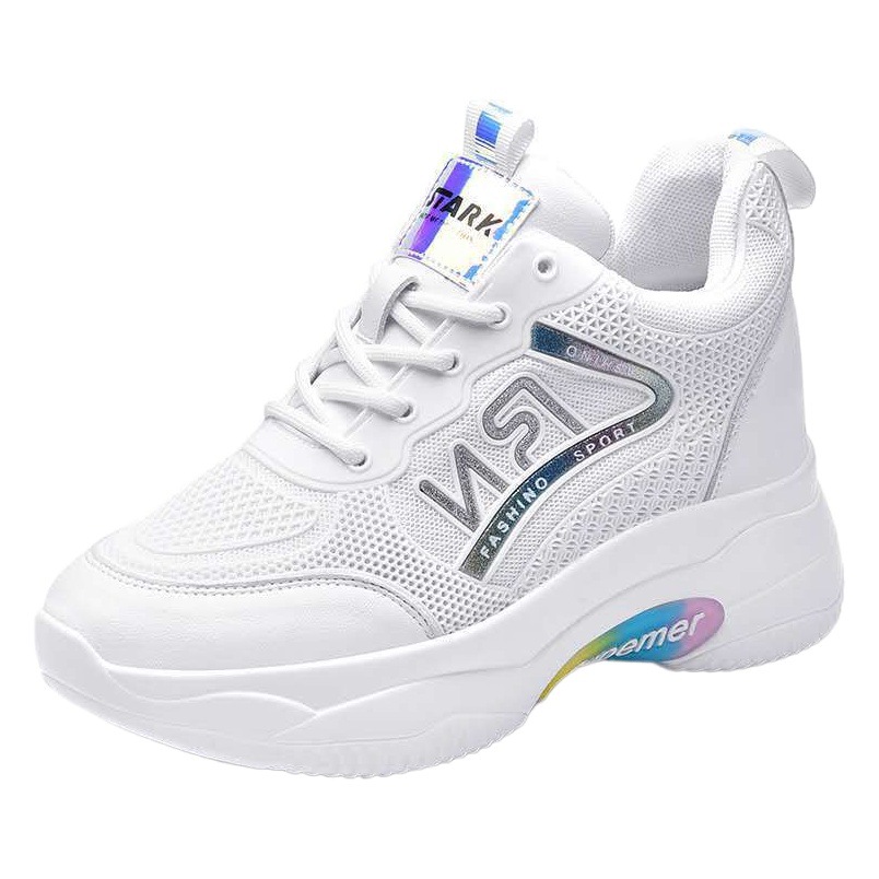 Zapatos de mujer plataforma aumento de la altura zapatos casuales estilo coreano estudiante plataforma zapatilla de deporte mamá cuadrados zapatos de baile para niños