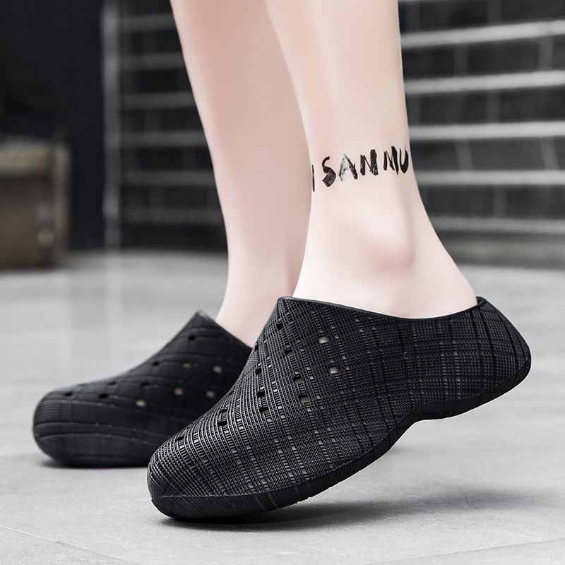 Men's Platform Clogs Thick Sole Slip-on Mules Beach Sandals_voghion.com