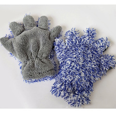 Five-finger car cleaning gloves, microfiber plush water-absorbent car washing gloves, multi-functional car beauty and cleaning supplies