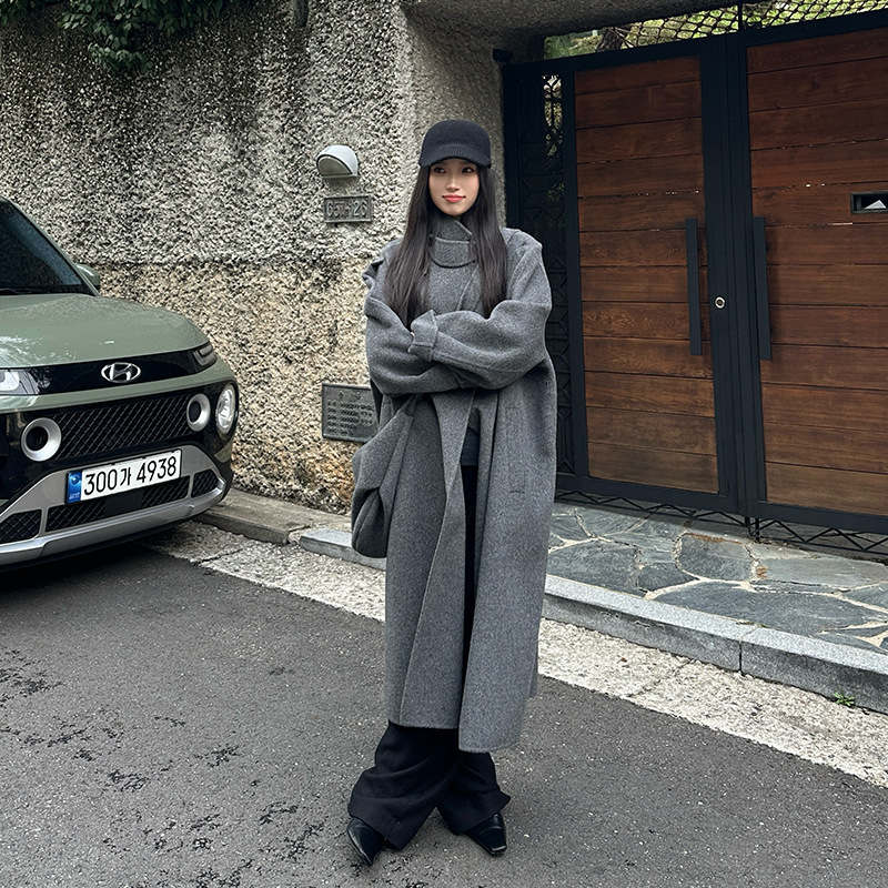 Elsissi Stand Collar Double-Sided Cashmere Coat, Extra Long Winter 100% Wool Woolen Coat for Women, High-End Feel, in Stock Elsissi Stand Collar Double-Sided Cashmere Coat, Extra Long Winter 100% Wool Woolen Coat for Women, High-End Feel, in Stock