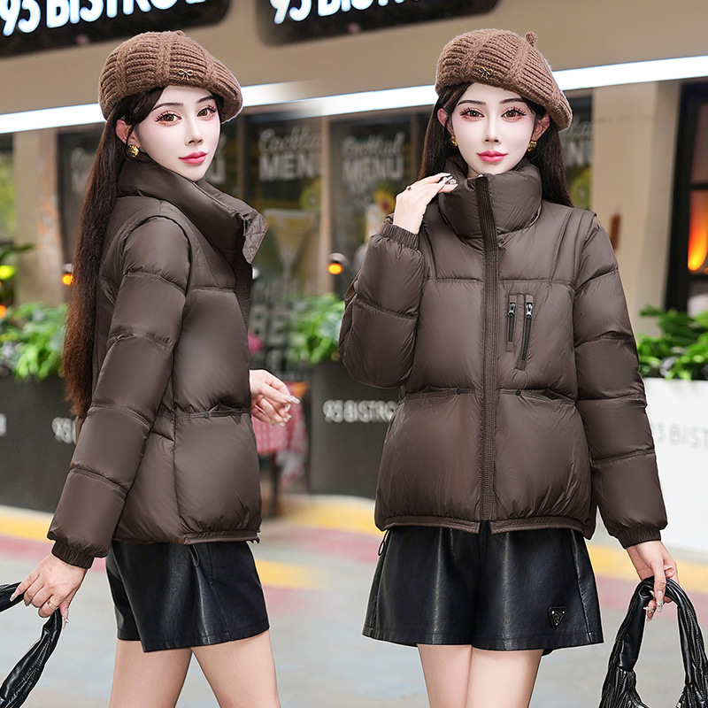 Cara brillante desmontable mangas plumón abrigo de algodón mujer corto nuevo estilo coreano ropa de pan de invierno chaqueta de algodón de estudiantes image 4