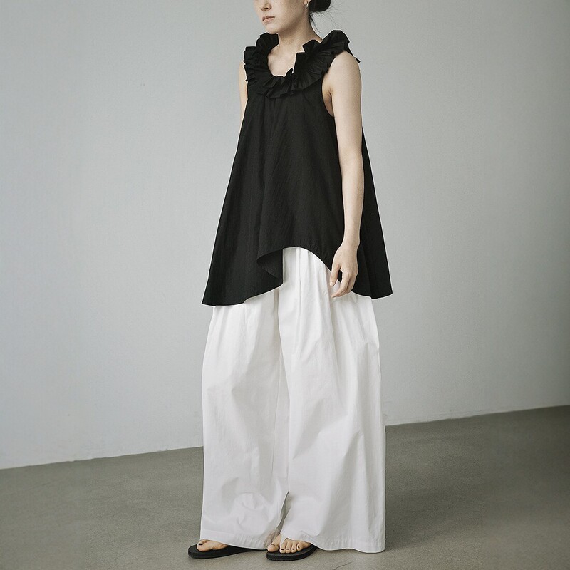 Qianhe Spring and Summer New Japanese Retro Sleeveless Shirt for Women, Loose Ruffle Design Top, Casual Vest