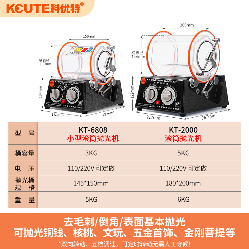 Koocut Small Drum Polishing Machine for Playing with Walnuts, Gold and Silver Jewelry, Ancient Coins Grinding and Cleaning Machine 