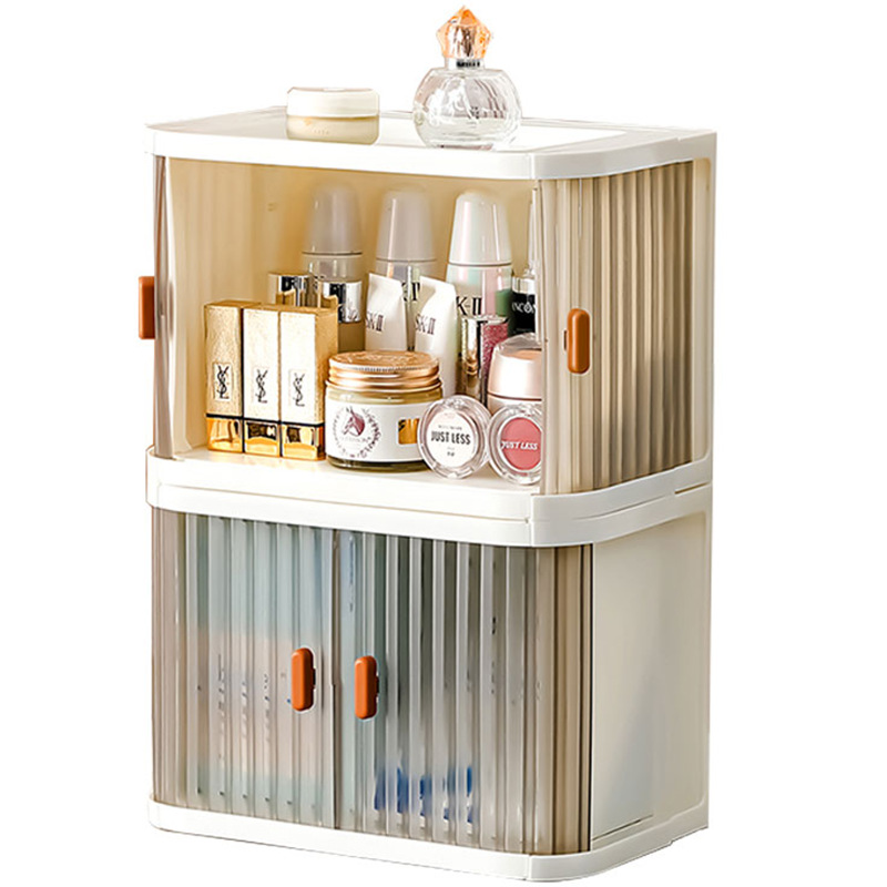 Yiya escritorio plegable organización caja de almacenamiento PP puerta apilable cajón multiusos organizador de almacenamiento