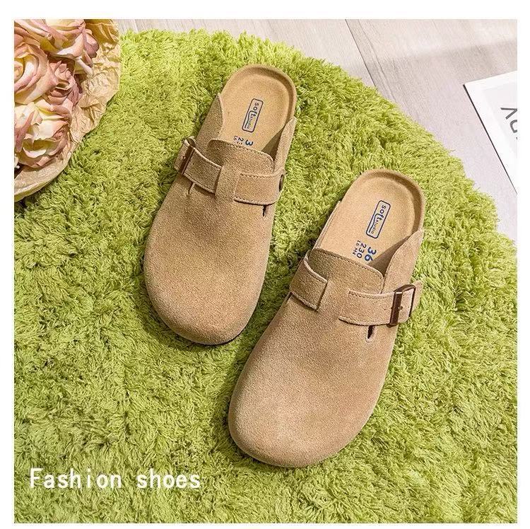 Genuine Leather Soft-Soled Birkenstock Shoes 2025 Autumn and Winter New Style Outdoor Thick-Soled Slippers Spring Large Size Half-Slip Birkenstock Shoes