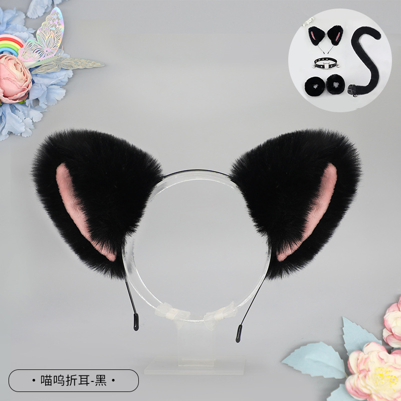 De una sola pieza hecha a mano de peluche Lolita diadema de oreja de gato KC accesorios para el cabello bestia oído tocado Fox oreja horquilla