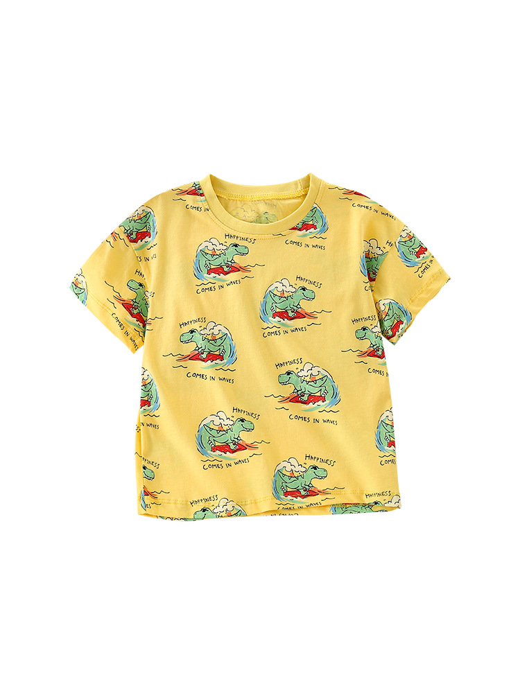 Malwee niños camisetas de verano Europa y los Estados Unidos niños cuello redondo mangas cortas impresión casual ropa de niños guapo chaqueta