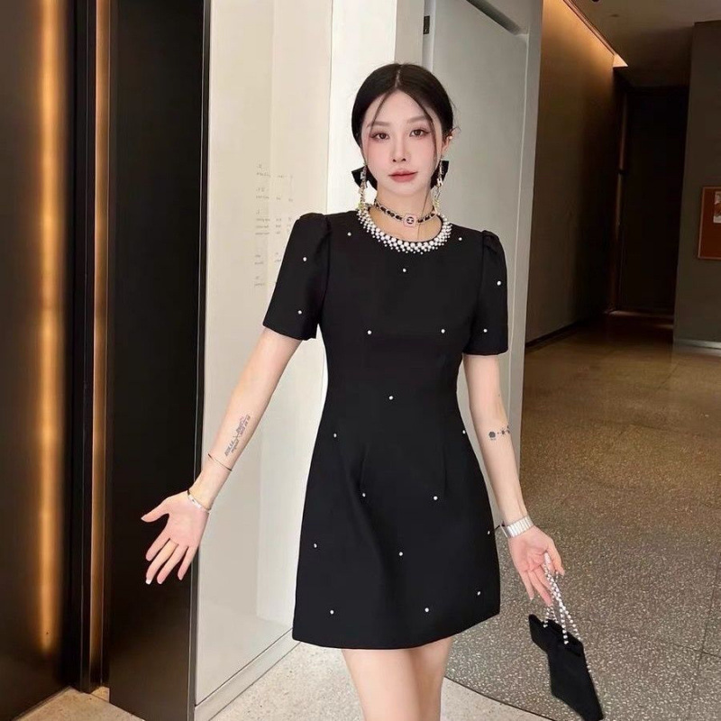 New Heavy-Duty Diamond-Encrusted Waist A-Line Dress, High-End Small Fragrance Evening Dress for Women