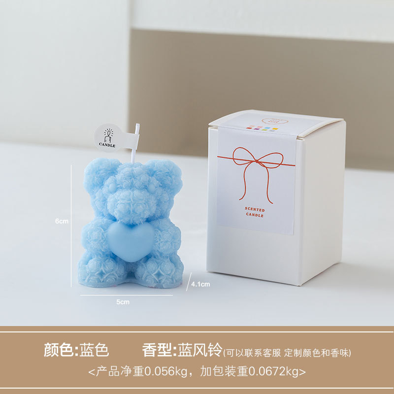 Love Rose Bear Velas de aromaterapia Lindo Festival de Tanabata Regalos creativos Atmósfera de aromaterapia Recuerdos Adornos decorativos