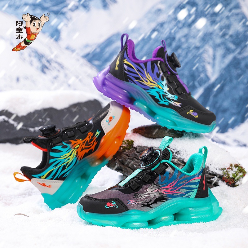 Zapatos deportivos para niños 2025, nuevo otoño y invierno con piel de terciopelo grueso impermeable y antideslizante, zapatos de algodón calientes para niños