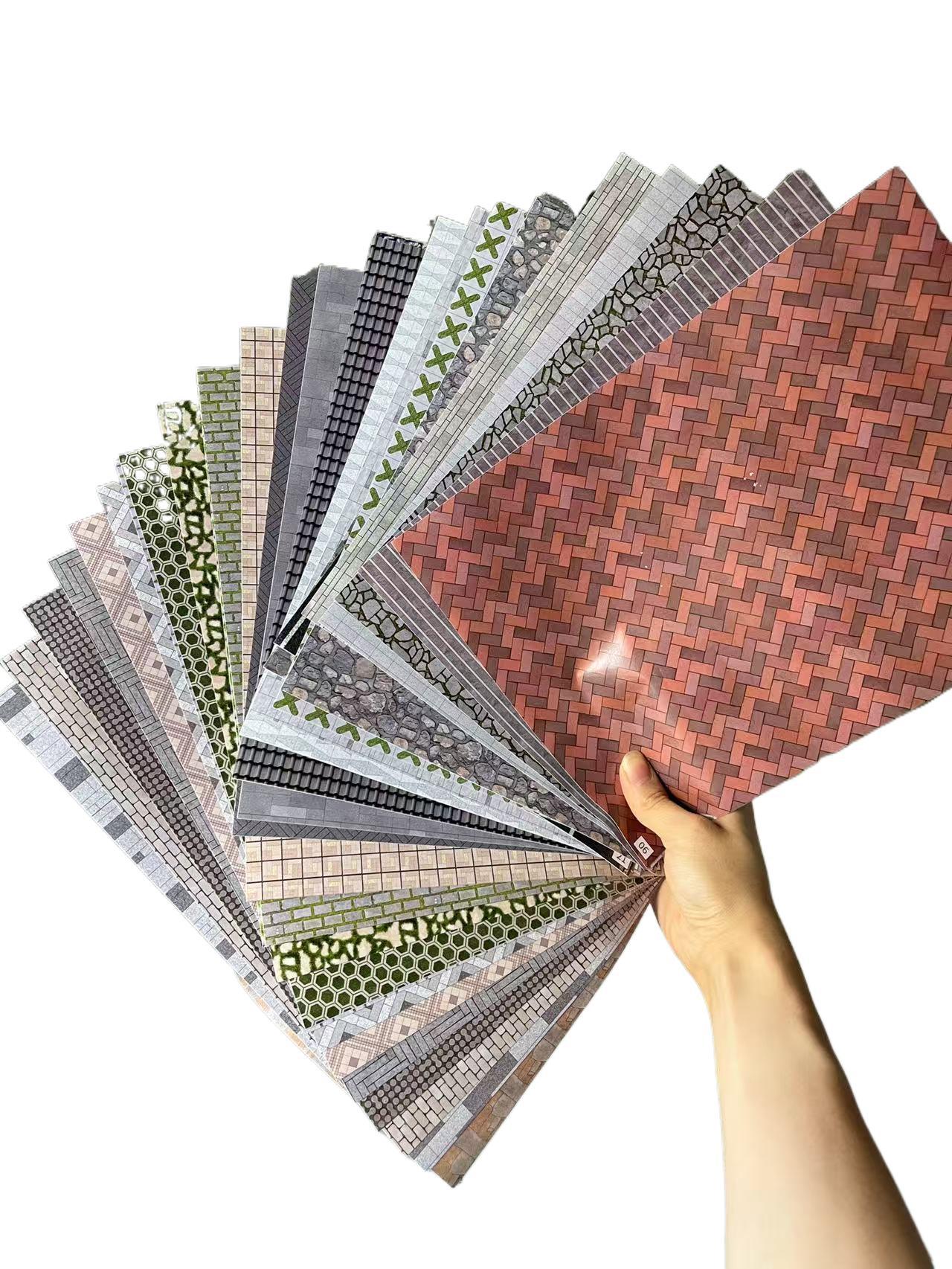 Miniature Artificial Pavement Stickers Ground Scene Slate Sand Table Model Production Materials Outdoor Wall Stickers Brick Wall