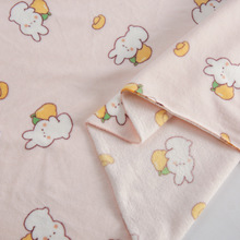 可爱小兔子印花海岛绒布料婴儿服装包被床围全棉被套床单面料