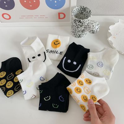 Zhuji summer Thin section Low Shallow mouth Sweat ventilation invisible Boat socks Spring and summer new pattern Smiling face Short tube Boat socks Socks