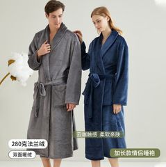 フランネルナイトガウン、冬用の厚いロングバスローブ、女性用の高級カップルナイトガウン、快適で肌に優しいフランネルナイトガウン