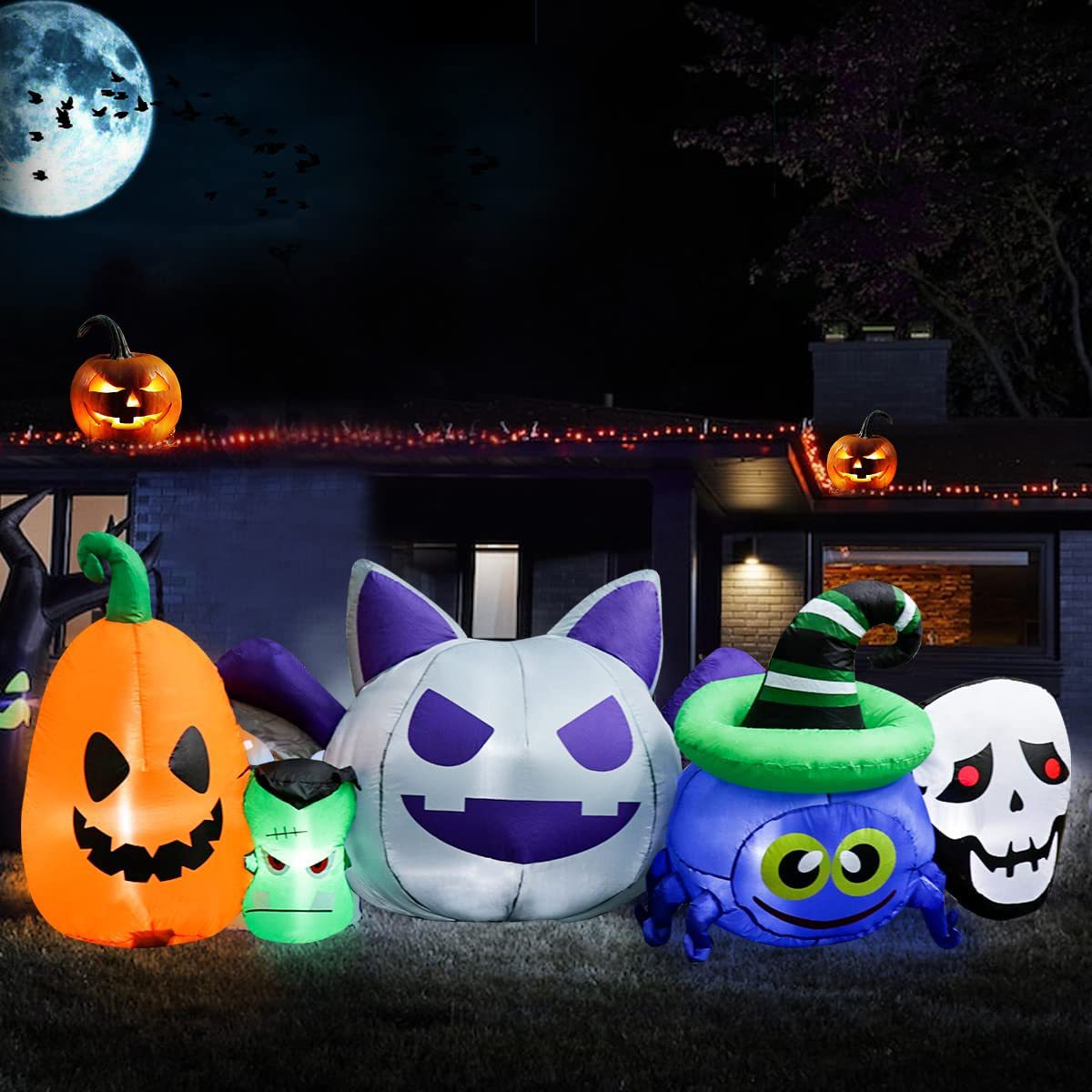 Cruzar la frontera de Halloween inflable calabaza cráneo cinco monstruo inflable MODELO DE Halloween patio interior y exterior inflable modelo Decoración