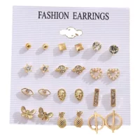 Креативные простые серьги-капли с ананасами Wind Diamond Love Star Eyes Геометрические серьги костюм из 12 предметов