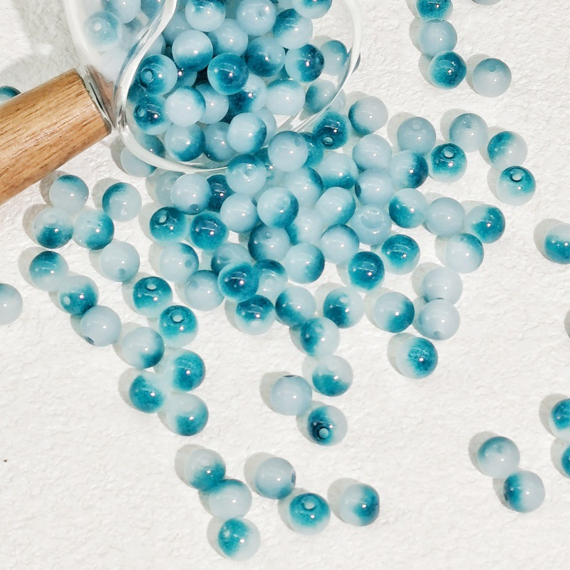 10mm de dos colores de gradiente de perlas de vidrio collar pulsera hecha a mano DIY pulsera cuentas redondas accesorios al por mayor