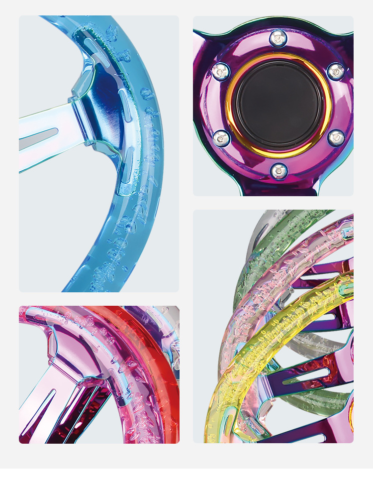 14inch Car Modification Acrylic Crystal Steering Wheel Transparent Racing Competition Quick Release Steering Wheel 350mm