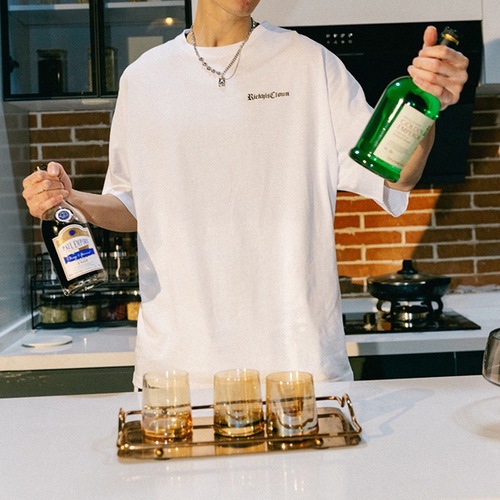 Men's Short Sleeve T-Shirt, Half-Sleeve Bodysuit, Korean Style Loose Oversized Casual Hip-Hop Trendy Hooded Tee