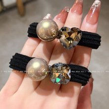 2024新款高品质网红珍珠镶钻发圈女气质高弹力马尾头绳丸子头发饰