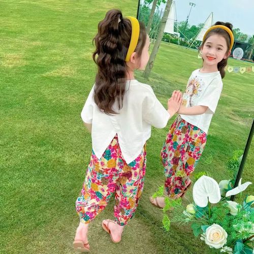 Kids' Flower Pajama Set 2024 New Cartoon Short Sleeve Summer Thin Two-Piece Fashion Trend One-Time Shipping