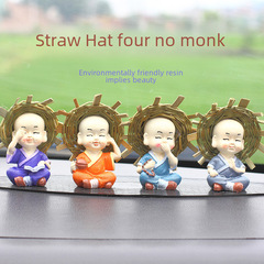 水培花盆巴西木擺件四不草帽大和尚樹脂工藝品汽車中控台小沙彌