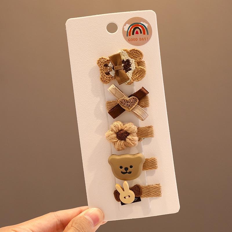 Cute clip de dibujos animados clip de borde conjunto frente cejas clip de cabello para chicas clip de BB otoño invierno de alta sensibilidad adornamiento de cabello tocado