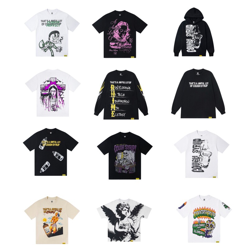 Ts Cross-Border Wholesale Tha's a High-Quality Awful Pure Cotton Lot Round Neck T-Shirt of Short-Sleeved Cough Syrup