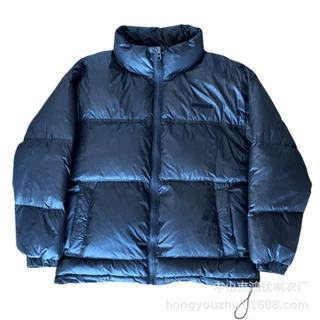 冬季潮牌纯色加厚保暖宽松白鸭绒立领休闲潮流羽绒服外套厂家定制