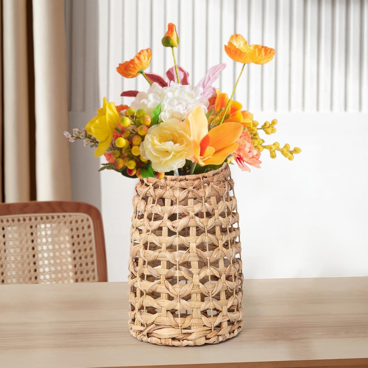 Cesta de pescado personalizada trenzada de grasa de calabaza decoración de pared cesto de almacenamiento decorativo hogar interior idílico cesto de flores colgadas en pared