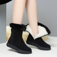 冬季新款真皮雪地靴女皮毛一体加厚羊毛中筒靴子加绒防滑东北棉鞋