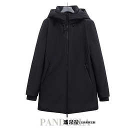 跨境欧美女装 2025春季款拉链连帽休闲百搭棉服中长款外套4749704