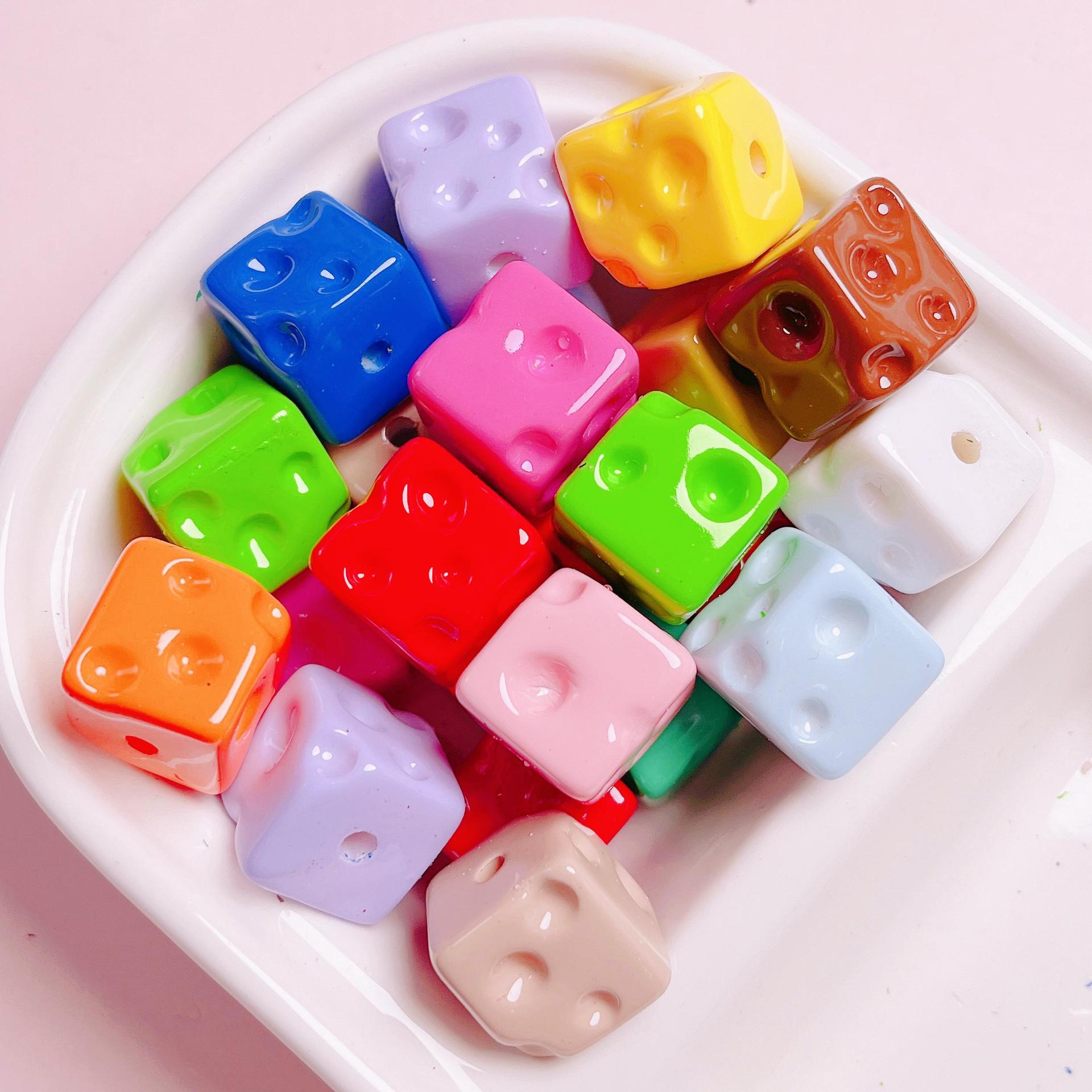 Acrílico color caramelo queso agujero recto beads diy accesorios de joyería de cadenas de teléfonos móviles colgantes de beads sueltos llaveros beads