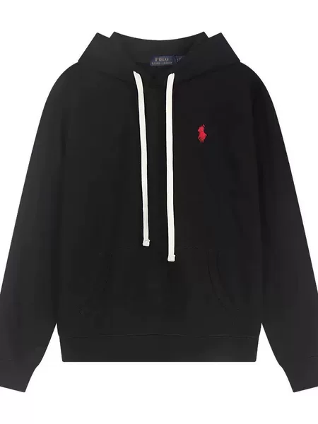 High-Quality Cross-Border Rl Laff Pony Logo Embroidered Casual Sweatshirt Pullover Jacket for Men and Women Fleece-Lined Pure Color Cotton