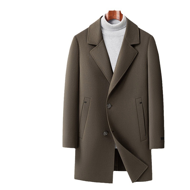 Men's Clothing autumn and winter detachable goose Silk cotton lining youth business double sided woolen windbreaker jacket_voghion.com