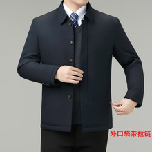 专柜爸爸棉衣夹克外套男冬季翻领棉服中老年男士加厚行政羊毛棉袄