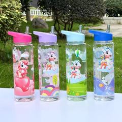 跨境卡通吸管杯高颜值弹跳盖水杯可爱便携儿童学生专用杯子批发