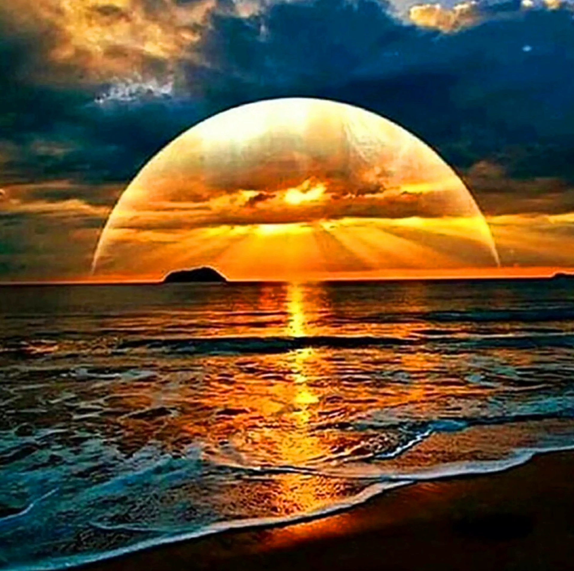 5D diamond painting moonlight seaside reflection DIY round diamond full diamond embroidery scenery Amazon decorative painting 25-25