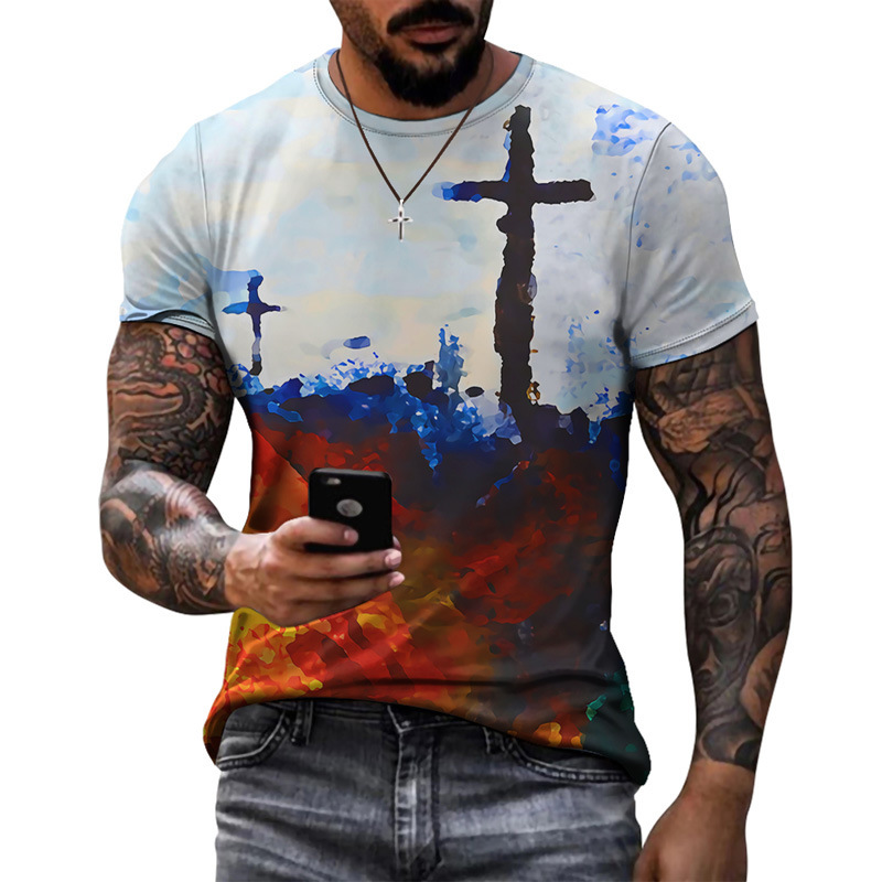 Moda de verano europea y americana, top de moda delgado de cuello redondo para hombres, camiseta juvenil, soporte, pedido de una pieza de cabello