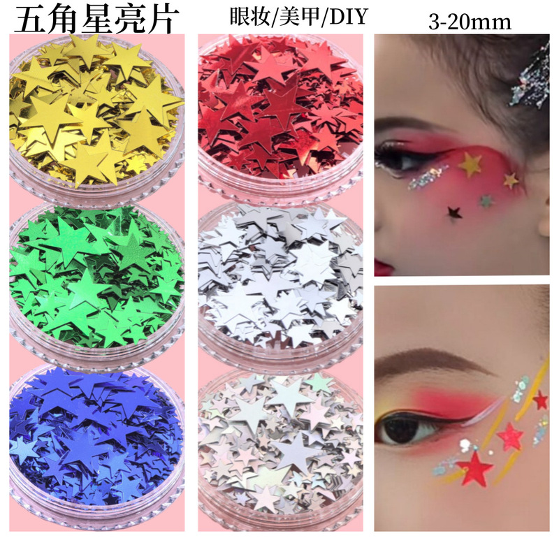 Little Red Book Five-pointed Star Sequins Nail Art Jewelry Stickers Eye Makeup Star Sequins Children's Day Stage Performance Makeup DIY Little Red Book Five-pointed Star Sequins Nail Art Jewelry Stickers Eye Makeup Star Sequins Children's Day Stage Performance Makeup DIY