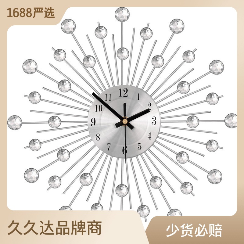 Creative wrought iron metal clock wall c...