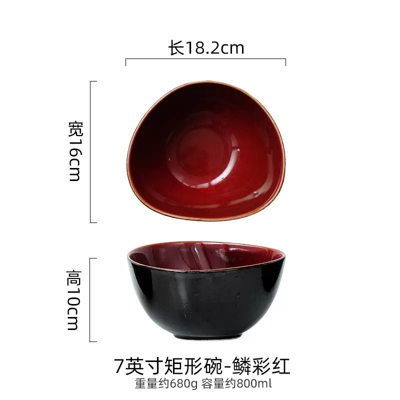 Cuencos de sopa de color europeo de color esmalte transfronterizo cuencos de arroz irregulares de cerámica cuencos de ensalada de frutas cuencos de ramen grandes