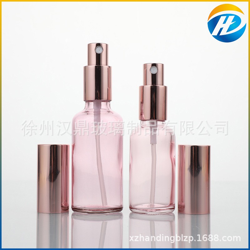 10-100ml桃ピンクガラススプレーボトル30ml 50ml香水精油プレススプレー化粧品分注ボトル|undefined