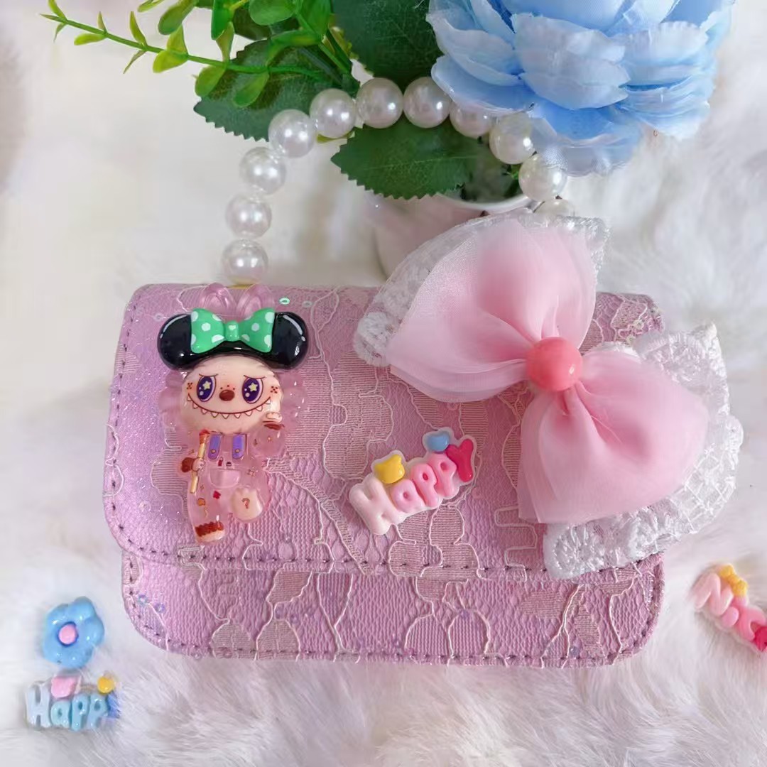 Bolso de mano de perlas bolso de princesa arco bolso de hombro de Año Nuevo bolso de cadena bolso de niños de viento fragante
