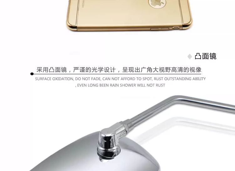 Rearview Mirror for Electric Scooter, Motorcycle Modification, Electroplated 10mm Wide-Angle Reflector for Tricycle