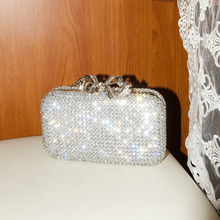 欧美闪亮镶钻高档宴会包晚宴包手拿包单肩链条包金属感小方包