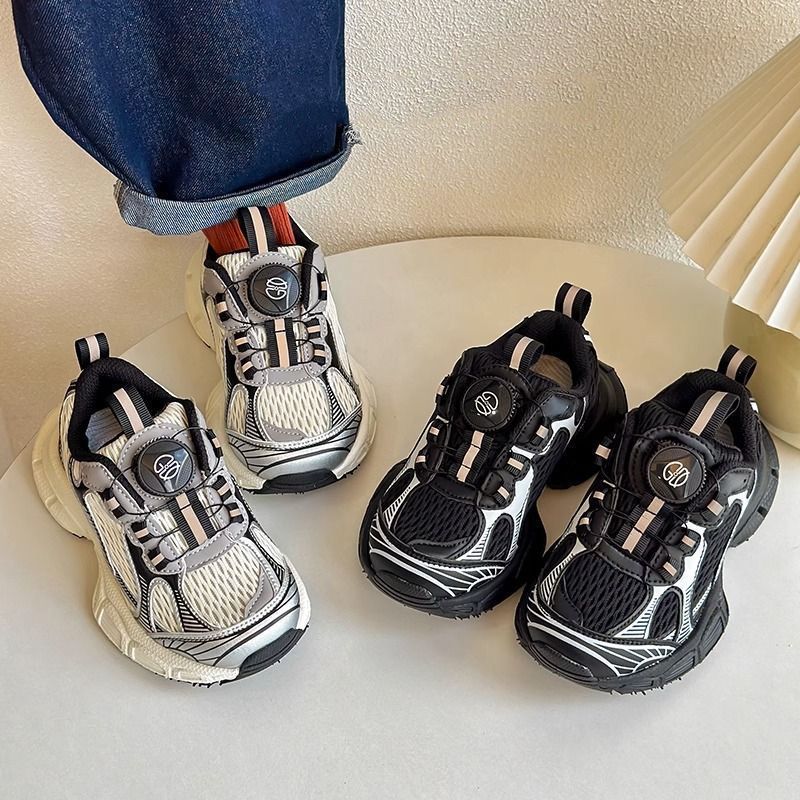 2024 Children Spring New Korean Style Swivel Buckle Boys sneaker Girls Running Shoes Mesh Breathable Torre Shoes