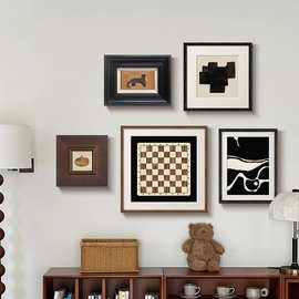 艺术格调 法式中古风客厅装饰画抽象高级感餐厅玄关柜组合挂画